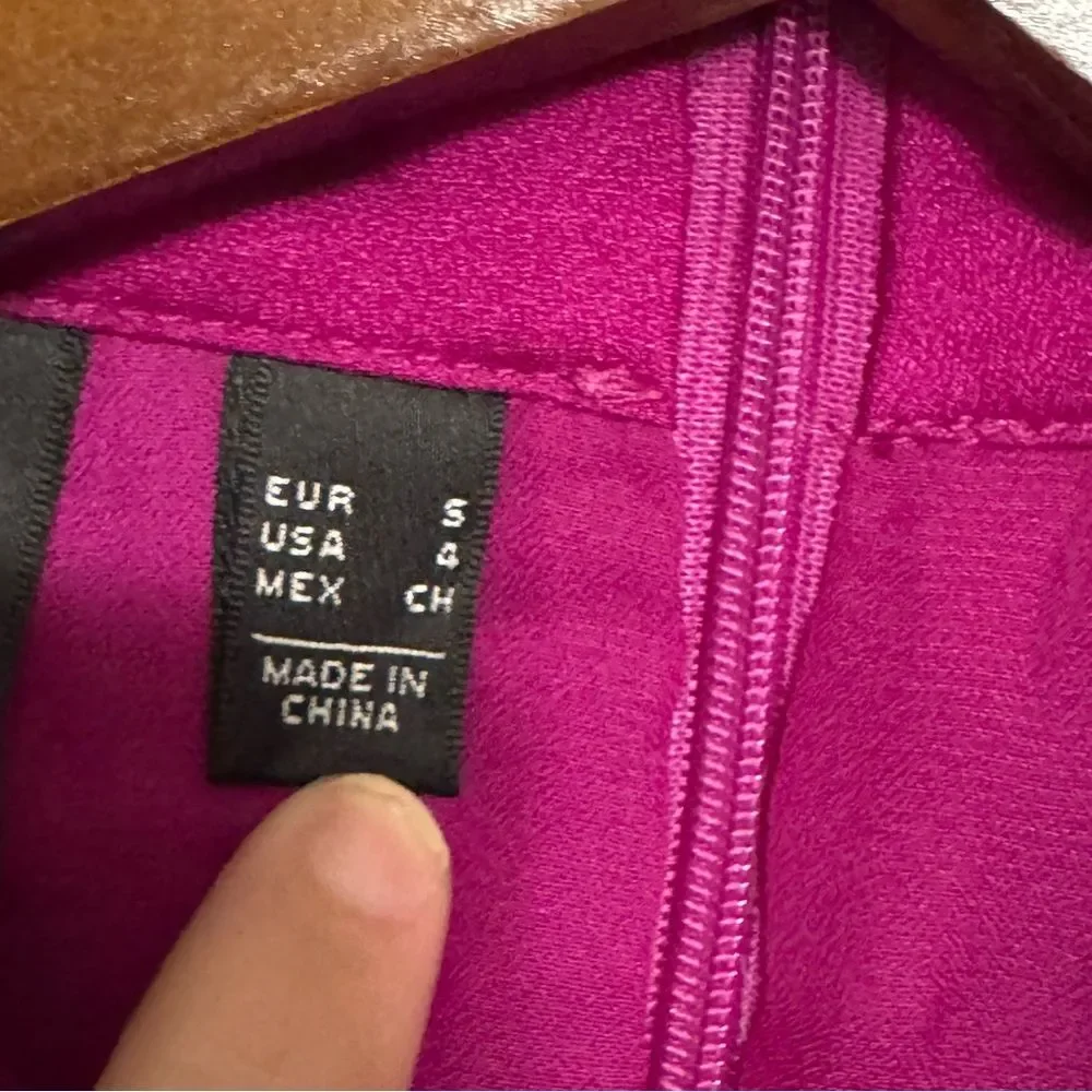 Mango MNG Magenta Sleeveless High Mock Neck Cocktail Dress